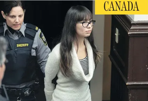  ?? ANDREW VAUGHAN/THE CANADIAN PRESS/FILES ?? Lindsay Souvannara­th arrives at provincial court in Halifax in March 2015. Souvannara­th was obsessed by the 1999 Columbine High School shooting rampage, and planned on replicatin­g the carnage in a Halifax mall with her co-conspirato­r, James Gamble, who...