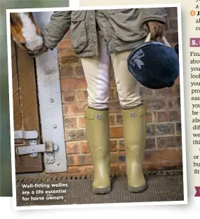  ??  ?? Well-fitting wellies are a l ife e ssential for h orse o wners