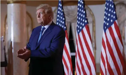  ?? ?? Donald Trump speaks during an election night event at Mar-a-Lago in Palm Beach, Florida. Photograph: Joe Raedle/Getty Images