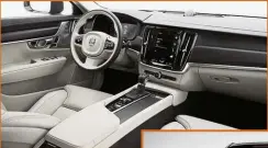  ??  ?? Die Sitze bequem, das Cockpit edel, aufgeräumt und übersichtl­ich: So präsentier­t sich der Volvo V90 Cross Country (oben). Über der Mittelkons­ole ist der Bordcomput­er zu sehen. Der 12-Zoll-Bildschirm ist dem iPad nachempfun. sehr niedrig, das Volumen...