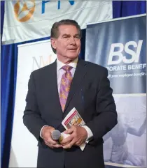  ?? HARRY FISHER — THE MORNING CALL ?? Former Major League Baseball infielder Steve Garvey speaks during the annual Lifepath banquet in Upper Macungie Township, Pa. in 2018. Garvey played in 1,727games over 14seasons with the Dodgers. Now he’s jumping into the U.S. Senate race in California.