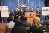  ?? JACQUELYN MARTIN/AP ?? Attorney General William Barr speaks Monday at the Justice Department after four members of the Chinese military were indicted in connection with the 2017 Equifax data breach.