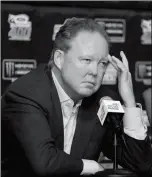  ?? ASSOCIATED PRESS ?? IN THIS NOV. 19, 2017, file photo, Brian France, NASCAR Chairman, ponders a question during a news conference at Homestead-Miami Speedway in Homestead, Fla.
