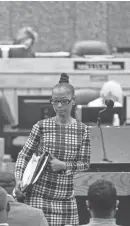  ?? CHRIS DAY/THE COMMERCIAL APPEAL ?? Shelby County Clerk Wanda Halbert returns to her seat after speaking during a Shelby County Board of Commission­ers budget committee meeting in Downtown Memphis on May 1.