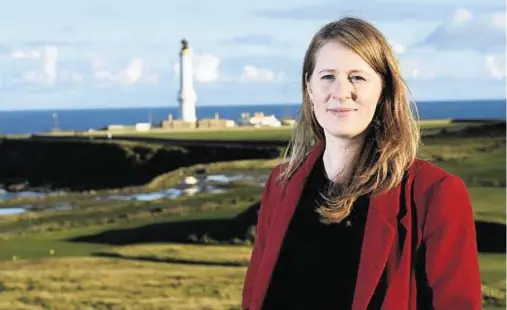  ??  ?? VISION: Fiona McIntyre, director of Greyhope Bay project, at the site in Nigg where she hopes to see a dolphin-spotting centre