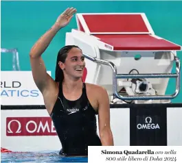  ?? ?? Simona Quadarella oro nella 800 stile libero di Doha 2024