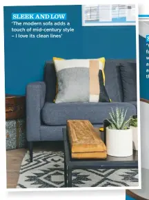  ??  ?? sleek and low ‘the modern sofa adds a touch of mid-century style – I love its clean lines’