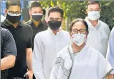  ?? SAMIR JANA/HT ?? West Bengal CM Mamata Banerjee, nephew Abhishek Banerjee and poll strategist Prashant Kishor in Kolkata on Monday.