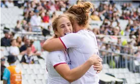  ?? Photograph: Aaron Gillions/EPA ?? England went through to the final thanks to a spectacula­r performanc­e from Abby Dow.