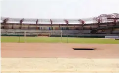  ??  ?? Inside the stadium showing the football pitch and tracks