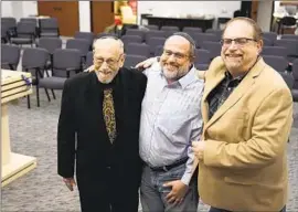  ?? ?? LAWRENCE SCHWARTZ, left, Shane Woodward and Cohen escaped after a 10-hour standoff that began during a service at their synagogue a year ago.