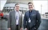  ?? DAN GLEITER — PENNLIVE.COM VIA AP ?? This photo shows Exelon Corporatio­n Three Mile Island nuclear generating station spokesman Ralph DeSantis, left, who is retiring after 38 years on the job. With him is new TMI spokesman Dave Marcheskie. DeSantis has been with TMI since the 1979 partial...