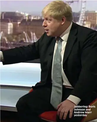  ??  ?? Jabbering: Boris Johnson and Andrew Marr yesterday