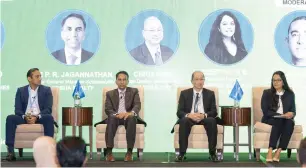  ?? ?? A panel discussion under way at the Journey to Net Zero forum, organised by Khaleej Times in Dubai on Wednesday under the endorsemen­t of the Dubai Supreme Council of Energy. —photos by shihab