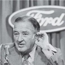  ?? RICHARD SHEINWALD/THE ASSOCIATED PRESS THE ASSOCIATED PRESS/FILES ?? Henry Ford II, above, almost bought Ferrari back in the 1960s, but when owner Enzo Ferrari rejected his offer, Ford set out to beat Ferrari with his own racing team at the 24 Hours of LeMans race, and did just that with the help of Carroll Shelby, below.