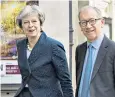  ??  ?? Theresa and Philip May head to the polls