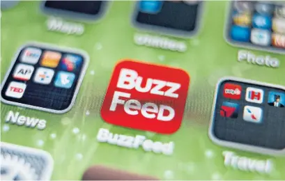  ?? DANIEL ACKER BLOOMBERG ?? BuzzFeed is striving to find new sources of revenue after it reportedly fell short of its revenue targets last year.