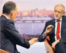  ??  ?? > Jeremy Corbyn confirms Labour’s immigratio­n stance to Andrew Marr