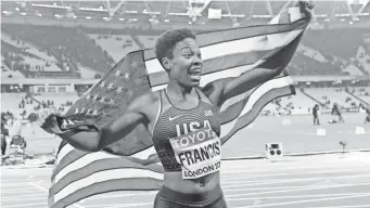  ?? KIRBY LEE, USA TODAY SPORTS ?? Phyllis Francis, above, finished ahead of Bahrain’s Salwa Eid Naser and the USA’s Allyson Felix.