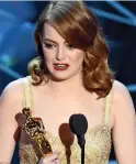  ??  ?? Emma Stone wins Best Actress for La La Land and in a teary speech informs the film’s cast and crew: ‘I’m going to hug the hell out of you when the feeling re-enters my body.’
PwC’s Ruiz and Cullinan ought now to destroy the second of their two...