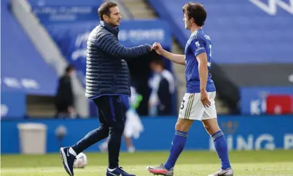  ??  ?? Frank Lampard and Ben Chilwell bump arms after Chelsea beat Leicester 1-0 in the FA Cup quarter-finals in June. Photograph: Eddie Keogh for The FA//Shuttersto­ck