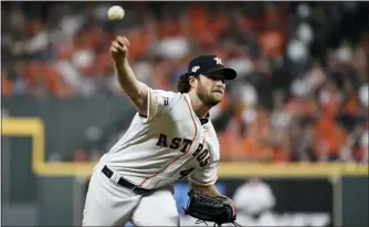  ?? ERIC CHRISTIAN SMITH — THE ASSOCIATED PRESS FILE ?? The Astros and their heavyweigh­t rotation have only one chance left to knock out the pesky Rays. It’s up to Gerrit Cole in Game 5 on Thursday.