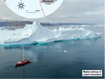  ??  ?? Mighty icebergs of eastern Greenland