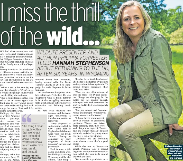  ?? ?? Philippa Forrester has written a children’s book about animals’ migrations and journeys