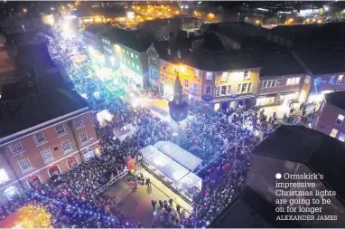  ?? Ormskirk’s impressive Christmas lights are going to be on for longer ALEXANDER JAMES ??