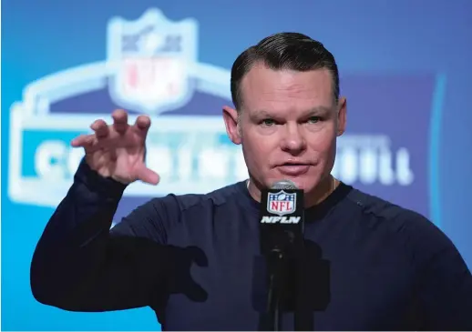  ?? AP ?? Colts general manager Chris Ballard pushed back against the notion that trading up with the Bears for the top pick is the only way to get a franchise quarterbac­k.