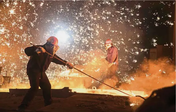  ?? — Reuters ?? Maximum capacity:China steel mills have been running at full tilt, with some even postponing proposed maintenanc­e schedules to ramp up output in an effort to cash in on strong margins.