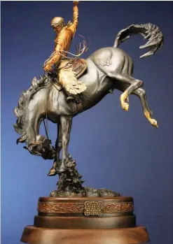  ??  ?? Chris Navarro, Wyoming Cowboy, bronze, 30 x 18 x 9”