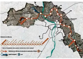  ?? © Tisséo. ?? Voici le tracé qui avait été présenté en mars 2016 par Tisséo. Depuis cette date, des stations ont disparu ou ont été déplacées.