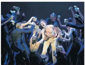  ?? Photog raphs by Rick Loomis Los Angeles Times ?? OLEG GABYSHEV hooks his audience as he sinks into disturbed oblivion with mesmerizin­g panache in “Up & Down” at the Segerstrom Center for the Arts.