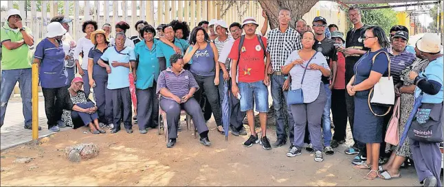  ?? CONCERNS: Picture: Danie van der Lith ?? Thapelo Thole, from the South African Liberated Public Service Workers’ Union, yesterday spoke to more than a dozen caregivers who have decided to go on a strike after they expressed concern over the proposed absorption of their programme.