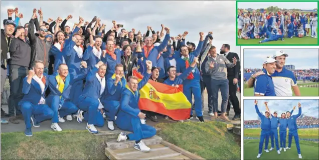  ??  ?? CAMPEONES. El equipo de Europa se llevó la Ryder Cup en París. A la derecha, de arriba a abajo, los jugadores con sus parejas; Rahm y Sergio y Casey, Poulter, Fleetwood y Rose.