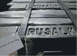  ?? Reuters ?? Aluminium ingots at the foundry shop of the Rusal Krasnoyars­k smelter in Siberia. The US has its eye on Rusal because it has ties to the Kremlin