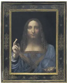  ??  ?? Léonard de Vinci (-) - Salvator Mundi, vers  - Huile sur panneau de noyer - , x , cm.