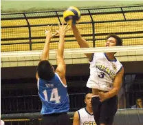  ?? SUNSTAR FOTO/RUEL ROSELLO ?? DOMINATE. Cebu Province did not give SWU a fighting chance, dominating the men’s final on all fronts to win the Mayor’s Cup.