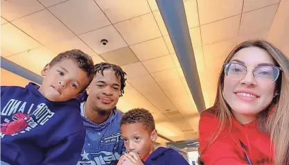  ?? SUBMITTED PHOTO ?? Tariq Massenburg and his girlfriend Kayla Prokopowic­h and their 4-year-old twins Kyzer, left, and Kashton.