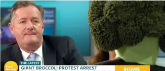  ??  ?? Healthy argument: Mr Broccoli clashes with Piers Morgan on ITV yesterday