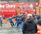  ??  ?? VIOLENCE Footage of pre-match trouble