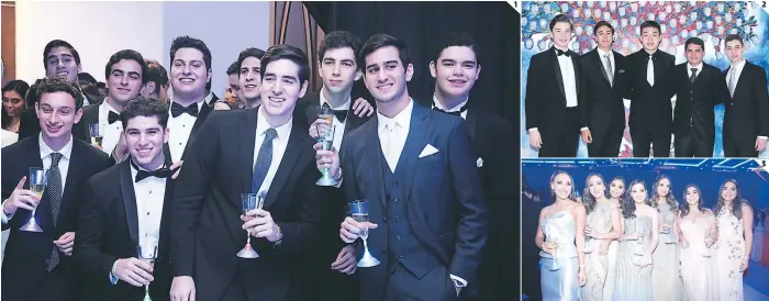  ??  ?? (1) Los rostros de felicidad de los seniors 2018 de la EIS inundaron la mágica noche. (2) Rodrigo Reyes, Alejandro Fernández, Jun Bin Park, Marco Ráquel y Fernando Canahuati. (3) Lauren Harris, Adriana Rojas, María José Romero, Mariángela Larach,...