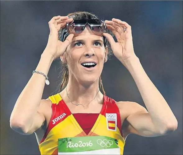  ?? FABRICE COFFRINI / AFP ?? Ruth Beitia celebra su título olímpico, anoche en Río