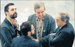  ?? ALEJANDRO GARCÍA / EFE ?? Torrent, Del Morral, Aragonès i Torra ahir al Parlament