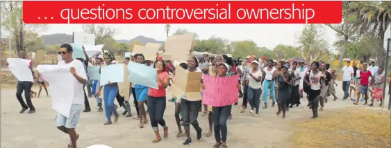  ??  ?? Flashback… Kombat residents during a peaceful demonstrat­ion at the settlement in 2018.