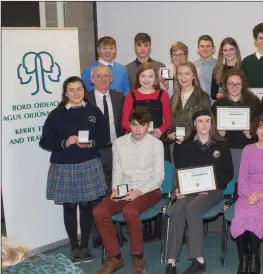  ??  ?? Students from Kerry Schools,Youthreach Kerry and members of Kerry Educati ceremony at ITT North Campus Tralee on Friday night.