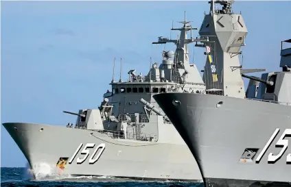  ?? PHOTO: FAIRFAX ?? The Anzac-class frigate HMAS Anzac (150), pictured, with HMAS Ballarat (153) has had a close encounter with the Chinese navy in the South China Sea.