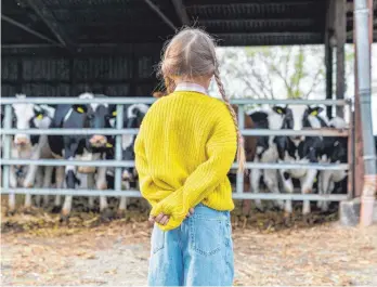  ?? FOTO: KATHARINA MIKHRIN/IMAGO ?? Keine Angst vor großen Tieren: Für das kindliche Immunsyste­m ist der Kontakt mit Tieren auf einem Bauernhof förderlich, wie die Forschung gezeigt hat. Es schützt vor Allergien und Asthma.