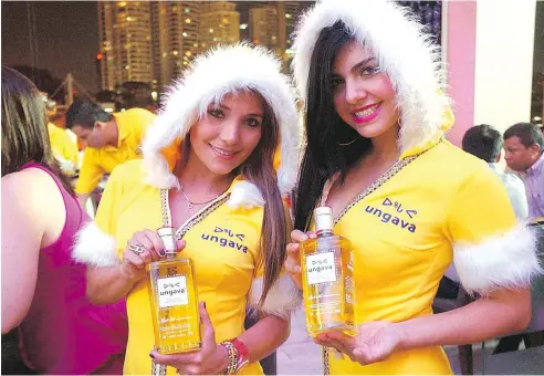  ?? UNGAVA / TWITTER ?? A social media post showing promotion for Ungava gin. The company has apologized after its advertisin­g campaigns and branding involving cartoon Inuit characters and young women wearing parka costumes sparked complaints about cultural appropriat­ion.